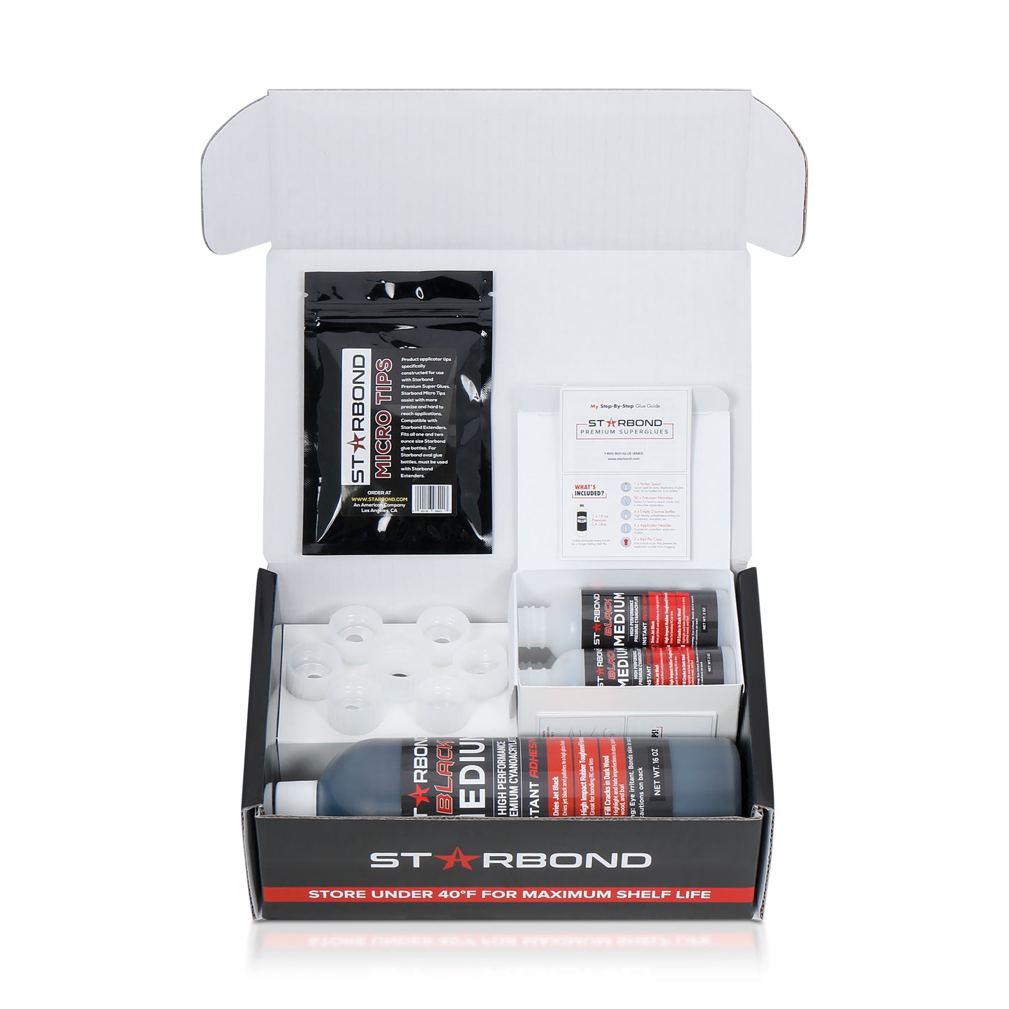 Starbond Black Medium CA Glue 16oz Kit - Chuck and Wood