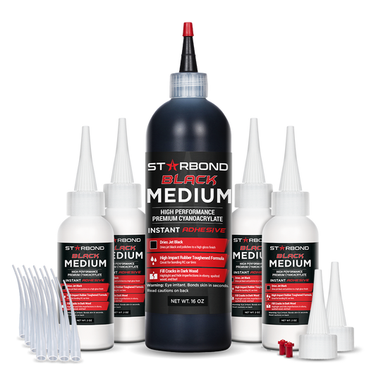 Starbond Black Medium CA Glue 16oz Kit - Chuck and Wood
