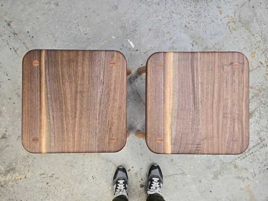 Walnut and oak side table set