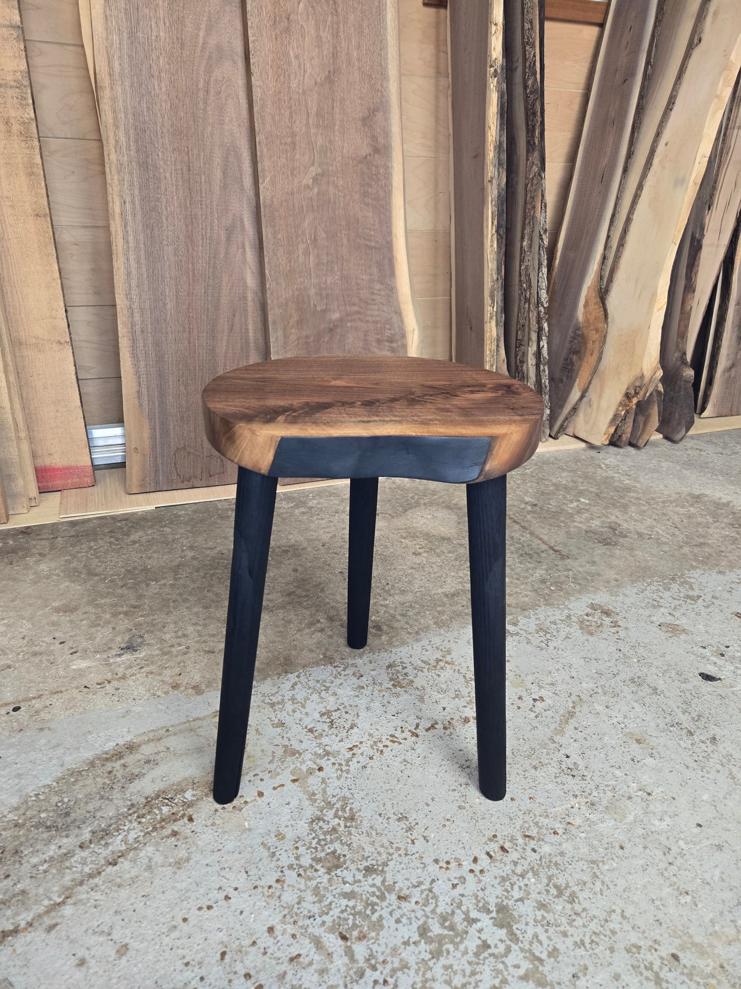 Walnut with blackened oak miliking stool