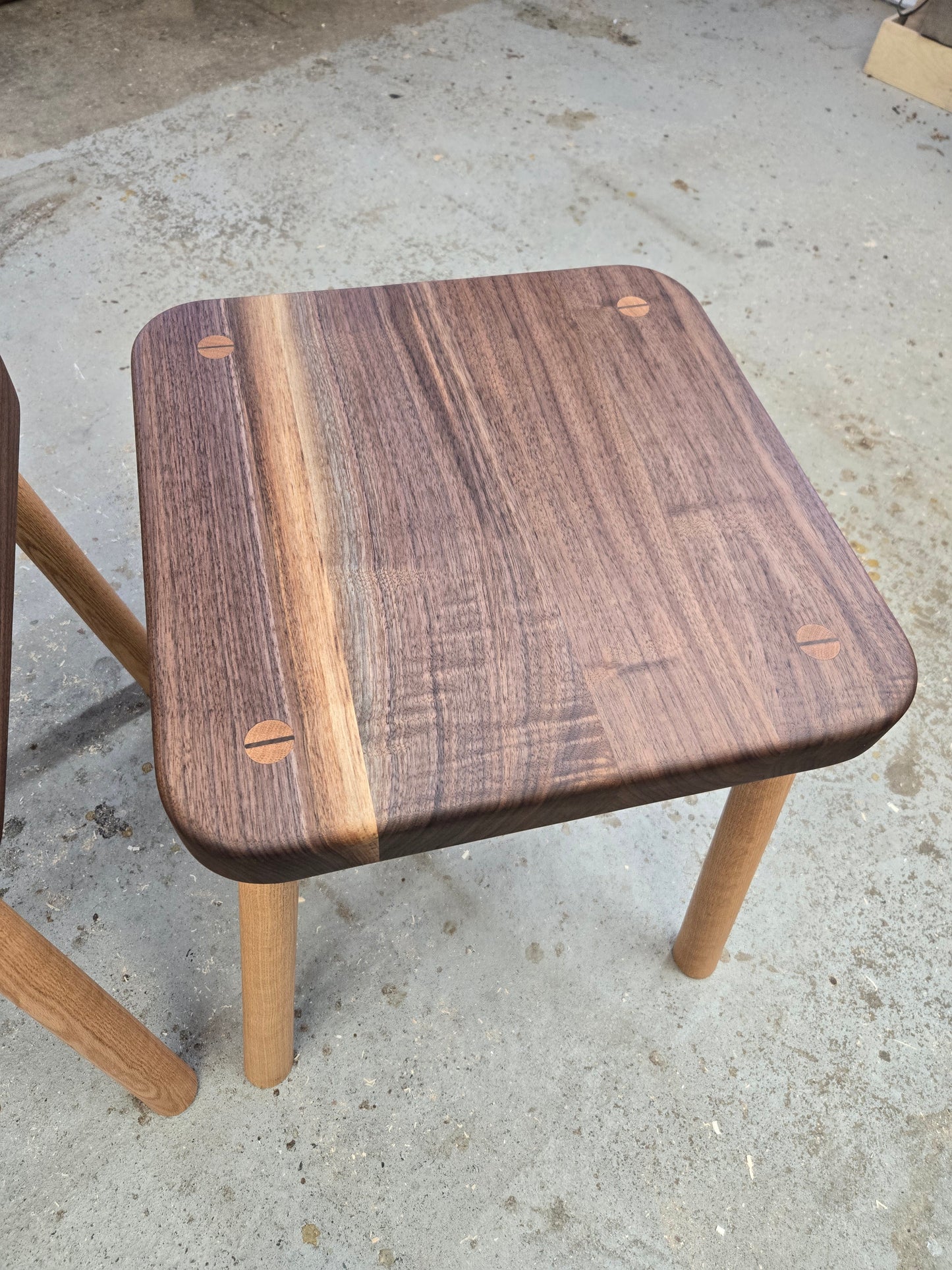 Walnut and oak side table set