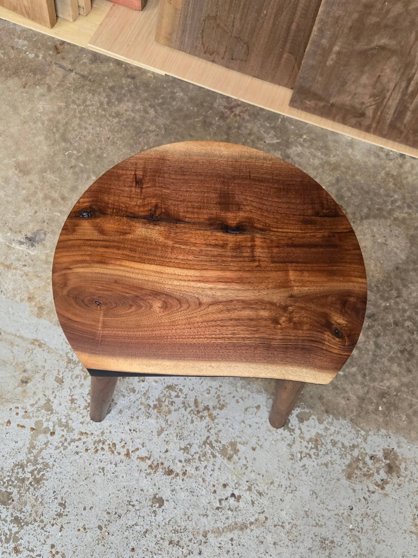 Walnut milking stool