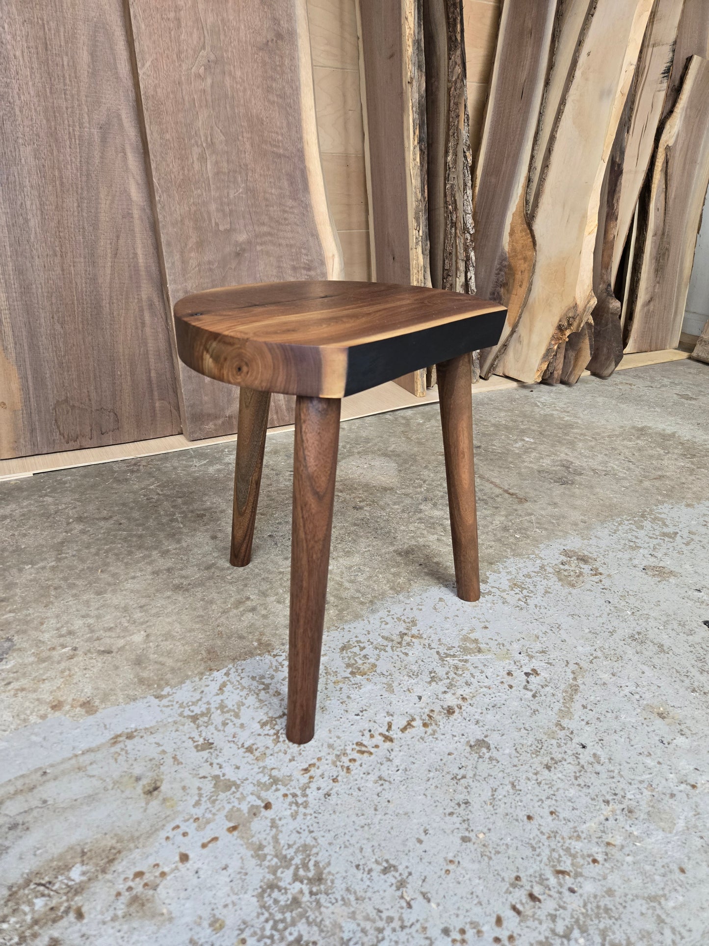 Walnut milking stool