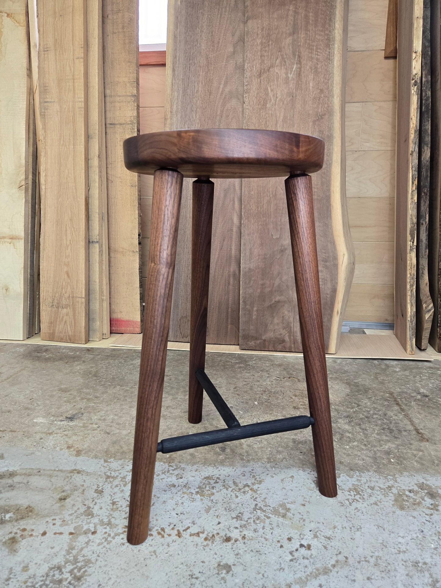 Bar stool - walnut with black oak