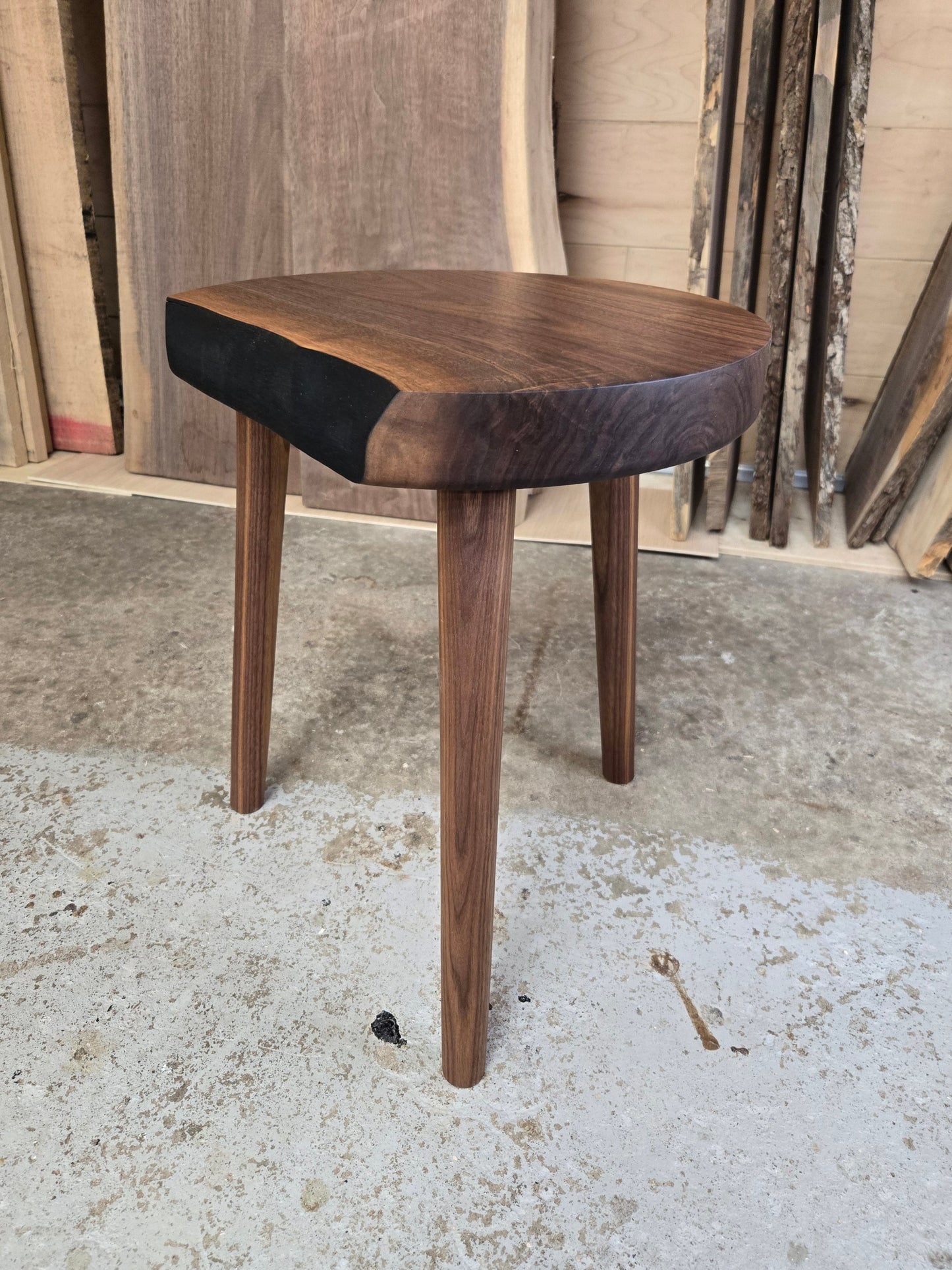 Walnut milking stool