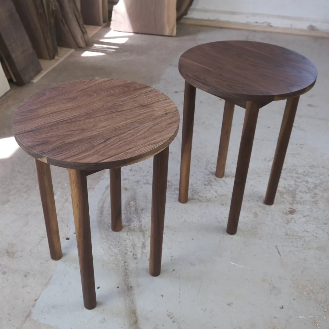 Walnut round side tables - Chuck and Wood