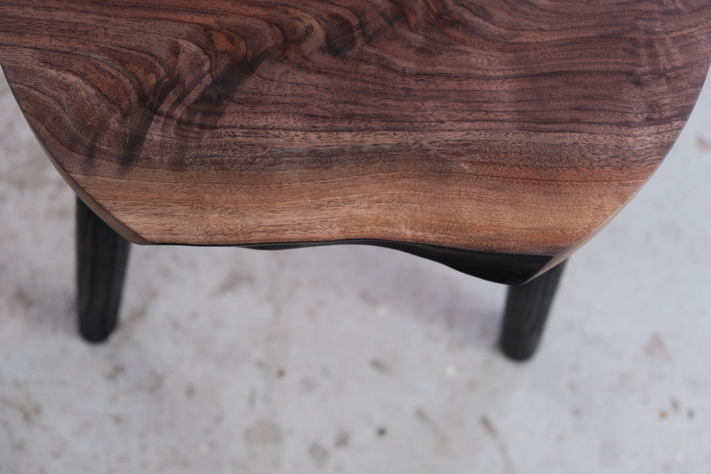 Walnut and charred oak milking stool