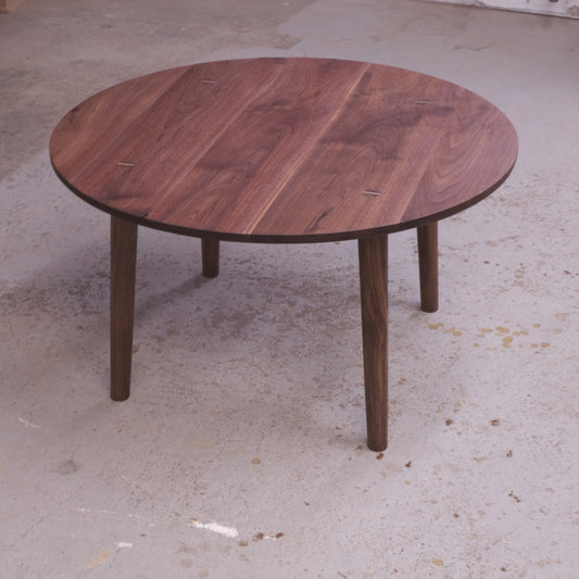 Walnut round coffee table